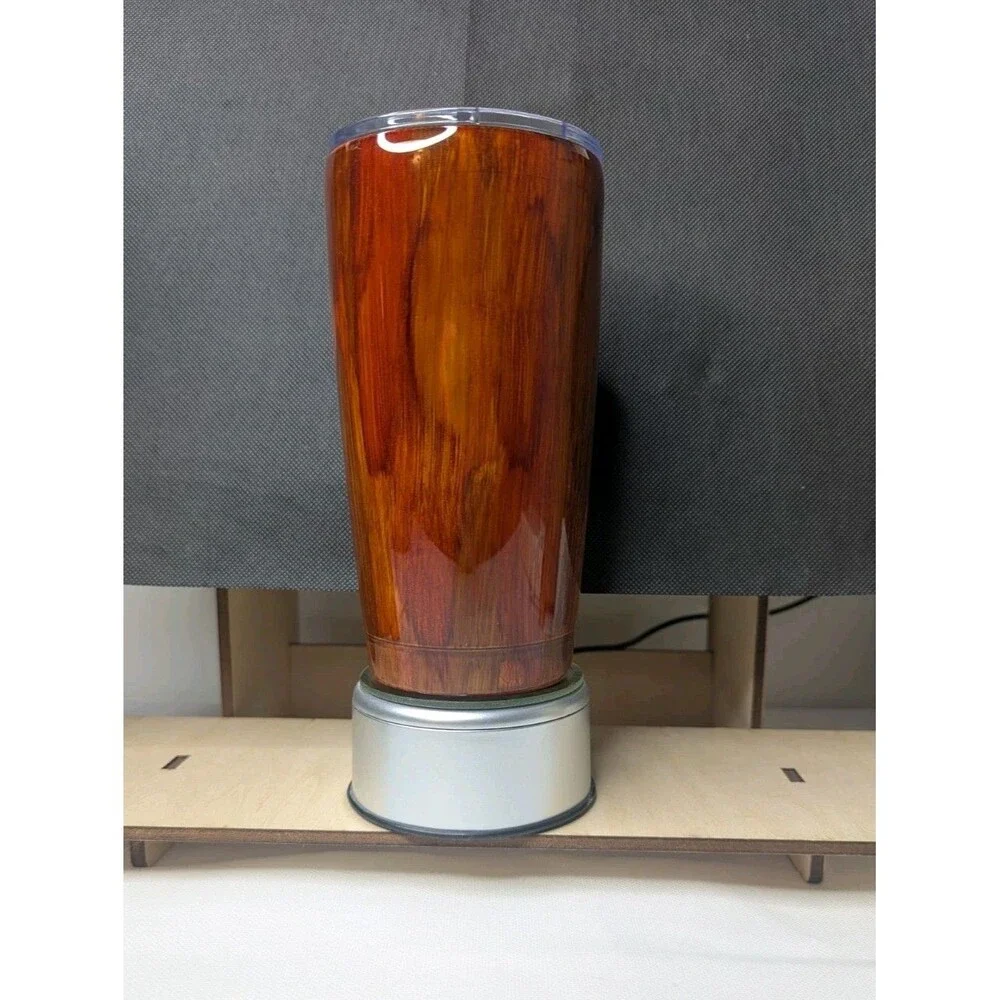 Woodgrain Tumbler - Handmade, Painted, Resin, Brown, Orange, 20 oz